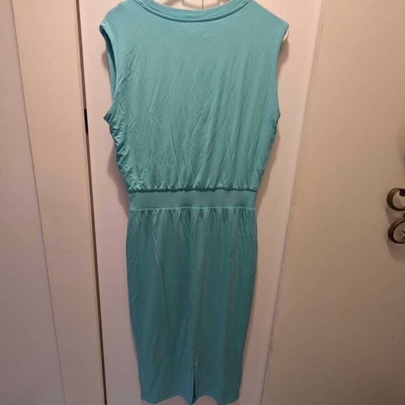 Blue Athleta Midi pull on dress with cinched waist Medium - Picture 5 of 8